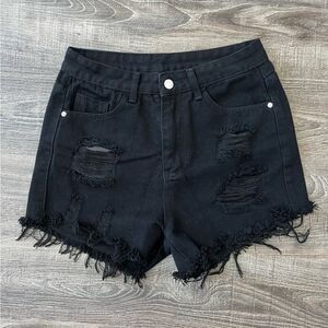 Shein Black Hi-Rise Cut-Off Shorts - Size S